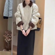 批发夹棉加厚外套短款上衣秋冬新款2025韩系宽松小个子半身裙<b class='q'>两件套</b>装