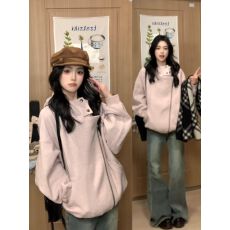 批发【华棉复合牛奶丝】粉色翻领连帽夹克短<b class='q'>外套</b>秋季棒球服上衣