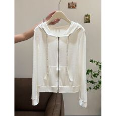 批发【原版质量】冷淡系小个子开衫口袋拉链连帽<b class='q'>外套</b>女秋季