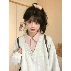 批发官图实价原版做法纯棉华棉美式宽松学院风小众设计感套头上