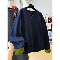 批发【原版面料】大码女装韩系穿搭设计感宽松休闲撞色卫衣女