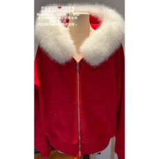 批发纯棉华棉复银狐绒 可拆卸毛绒领 整件亮片效果 拉链有做内抽