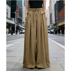 批发裙裤女夏薄款高腰休闲裤显瘦小个子棉麻长裤阔腿裤宽松垂感<b class='q'>拖地</b>裤