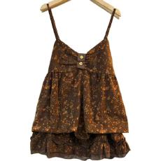 批发2026新款栗棕色碎花吊带裙花苞裙可两穿