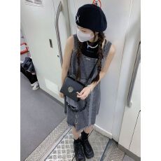 批发拼接<b class='q'>牛仔</b>吊带<b class='q'>连衣裙</b>女高级设计感小众毛边显瘦A字裙子辣妹可盐潮