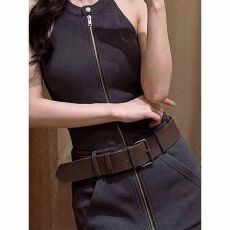 批发新中式流行高级感假两件无袖连衣<b class='q'>裙</b>女装时尚深灰色拉链A字短<b class='q'>裙</b>子