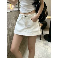 批发美式双侧拉链<b class='q'>百搭</b>牛仔半身裙女修身显瘦白色短裙时髦<b class='q'>百搭</b>A字裙