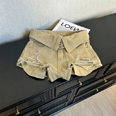 批发美式复古卡其色牛仔短裤女2026秋季新款<b class='q'>高腰</b>显瘦辣妹风破洞<b class='q'>热裤</b>潮