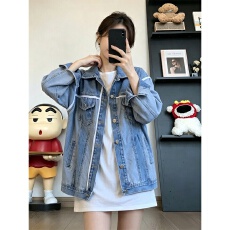 批发美式街头潮流牛仔夹克女2026春秋季<b class='q'>新款</b>宽松拼接撞色工装长袖上衣