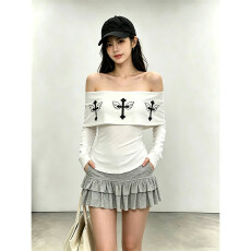 批发官图 人棉面料 260克 长袖<b class='q'>T</b><b class='q'>恤</b>女秋季新款修身设计感韩系上衣