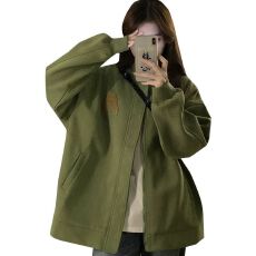 批发官图实价【纯棉华棉复合450克】棒球服秋冬款宽松刺绣夹克风衣
