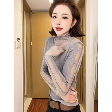 批发蕾丝拼接新款长袖T恤女2026秋冬新款显瘦绝美巨好看<b class='q'>打底衫</b>上衣潮