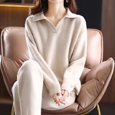 批发韩国2025新款春秋套装女翻领毛衣阔腿裤时尚羊毛针织休闲两件套潮