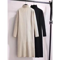批发秋冬超长款<b class='q'>宽松</b>百搭打底内搭加厚圆领针织<b class='q'>连衣裙</b>毛衣裙