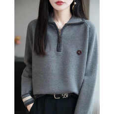 批发半拉链打底衫内搭洋气外穿针织衫<b class='q'>女士</b>2025新款毛衣上衣小个子爆款