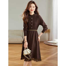 批发气质蕾丝羊绒针织小个子<b class='q'>连衣裙</b>高级感秋冬季新款打底配大衣毛衣裙