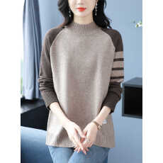 批发秋冬毛衣女高端胖mm宽松特大码女装拼色羊毛衫<b class='q'>妈妈</b>针织内搭打底衫