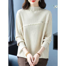 批发中年<b class='q'>妈妈</b>秋冬半高领毛衣女宽松加大码洋气时尚羊毛衫针织打底上衣