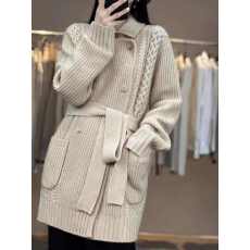 批发毛衣针织开衫<b class='q'>女</b>2025秋季新款时尚设计感西装领加厚中长款针织外套