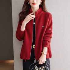 批发短款毛呢<b class='q'>夹克</b>大码外套春秋2025年新款百搭显瘦休闲拉链棒球服开衫