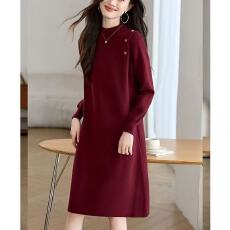 批发配大衣针织羊毛连衣裙女内搭秋<b class='q'>冬</b>中长款打底衫气质宽松显瘦毛衣裙