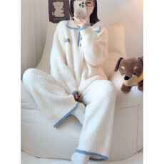 批发2026新款<b class='q'>睡衣</b>女甜美翻领加厚半边<b class='q'>绒</b>秋冬季针织<b class='q'>珊瑚</b><b class='q'>绒</b>家居服套装