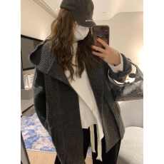 批发廓形连帽加厚口袋大码<b class='q'>针织</b><b class='q'>开衫</b>女秋冬新款韩系设计感小众毛衣外套