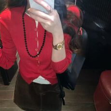 批发韩版撞色假两件圆领长袖<b class='q'>开衫</b><b class='q'>女</b>春秋2026修身设计感打底<b class='q'>针织衫</b>上衣