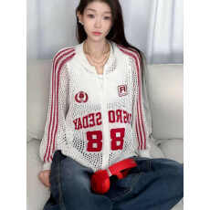 批发韩系慵懒风条纹短<b class='q'>外套女</b>今年流行女装春季新款宽松镂空氛围感上衣