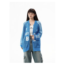 批发Free Center凉感冰皮网眼镂空开衫美式复古运动风薄款外套<b class='q'>男</b>女夏