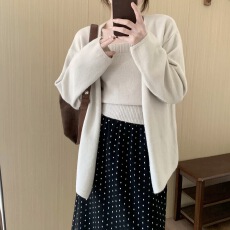 批发纯色慵懒风气质针织开衫外套<b class='q'>背心</b>两件套秋冬新款时尚百搭<b class='q'>毛衣</b>套装