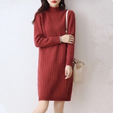 批发2026新款半高领秋冬季<b class='q'>女</b>士<b class='q'>毛衣</b>时尚百搭中长款气质针织衫<b class='q'>女</b>打底裙