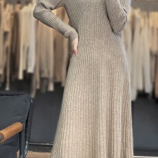 批发法式中长款<b class='q'>连衣裙</b>女春秋新款显瘦配大衣过膝针织羊绒毛衣裙打底女