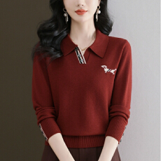 批发针织衫女2026秋装新款翻领毛绒衫洋气打底上衣<b class='q'>时尚</b><b class='q'>妈妈装</b>长袖毛衣