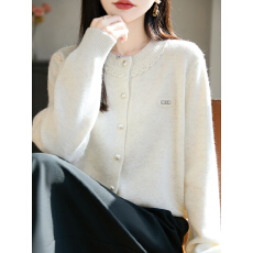 批发<b class='q'>时尚</b>钉珠纽扣针织开衫<b class='q'>外套</b>女2026新款春秋大码女装上衣秋冬毛衣