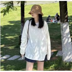 批发白色雪花棉宽松防晒罩衫女<b class='q'>夏季</b>慵懒松弛感长袖t恤薄款空调衫上衣