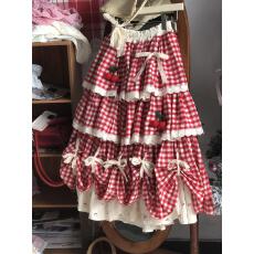 批发2025秋冬季新款樱桃设计感拼接蕾丝半身裙多层次感花边蛋糕裙子女