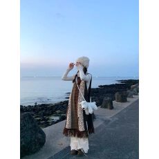 批发秋冬季复古小众美拉德穿搭<b class='q'>流苏</b>针织背心<b class='q'>连衣裙</b>女古着裙子