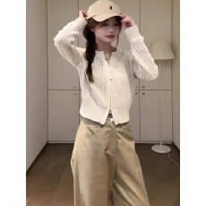 批发米色针织开衫<b class='q'>外套</b>女装秋季2025新款慵懒风宽松吊带外搭罩衫上衣夏