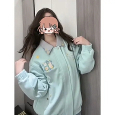 批发原版夹克质量秋冬外套女小众<b class='q'>时尚</b>雏菊刺绣翻领<b class='q'>情侣</b><b class='q'>长袖</b>夹克上衣