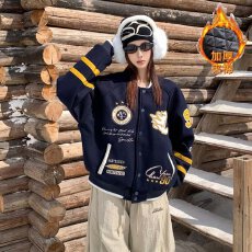 批发龙凤尼面料 加棉刺绣重工棒球服夹克男女<b class='q'>街头</b>潮牌小众外套情侣