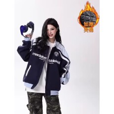 批发龙凤尼加棉撞色刺绣夹克春秋棒球<b class='q'>服</b>男女宽松休闲短款情侣外套