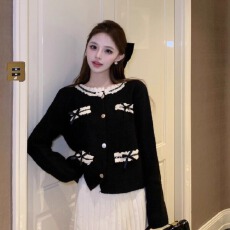 批发北极绒洗水小香风蝴蝶结针织外套女秋开衫软糯漂亮<b class='q'>蕾丝</b>花边