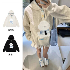 批发官图大码女装200斤卫衣女秋季薄款新款潮刺绣花连帽宽松<b class='q'>韩版</b>上衣