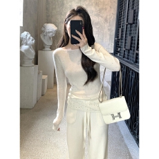 批发重工高级感白色烫钻针织衫女春秋法式<b class='q'>气质</b>修身毛衣内搭打底衫上衣