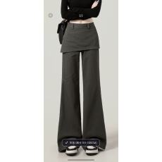 批发朱闪闪美式假两件<b class='q'>工装裤</b><b class='q'>女</b>2025年新款高腰小个子休闲阔腿拖地裤子