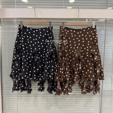 批发女装春夏设计感小众波点不规则<b class='q'>半身裙</b>胖妹妹高腰显瘦a字裙子