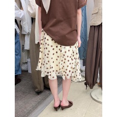 批发十三行女装2026春季新款韩系荷叶边网纱波点拼接中长半裙