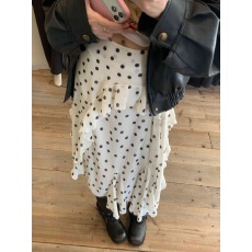 批发<b class='q'>不规则</b>波点<b class='q'>半身裙</b>女春季荷叶边杏色长裙设计感裙子