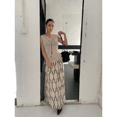 批发气质印花高腰A字半身裙女春季2026新款韩系chic显瘦百搭休闲长裙